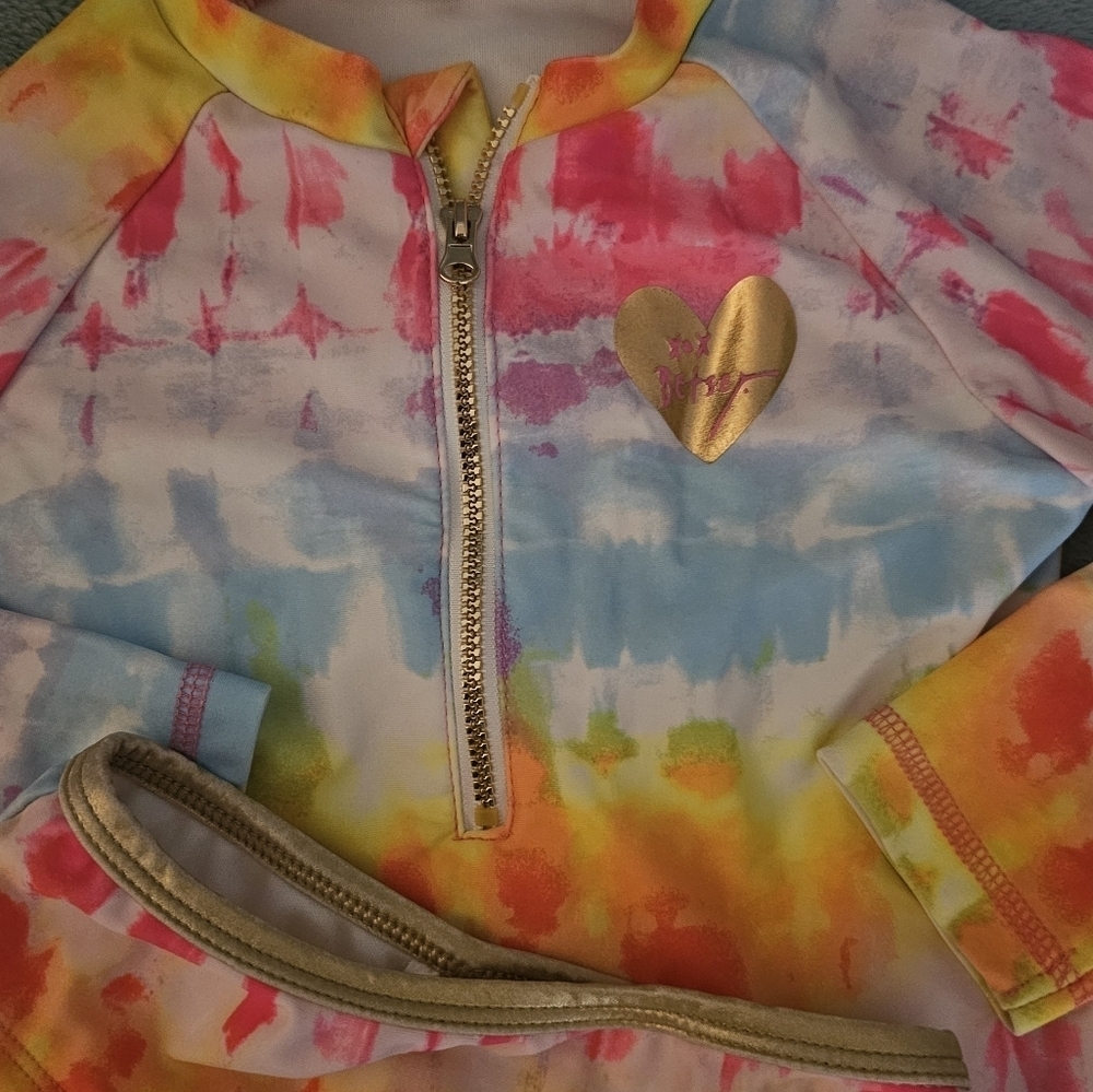Betsey Johnson Tie-Dye Kids Swim Rashguard Set - Picture 2 of 8